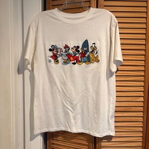 Disney Mickey Mouse White Shirt Embroidered Size 11/13 Large Juniors